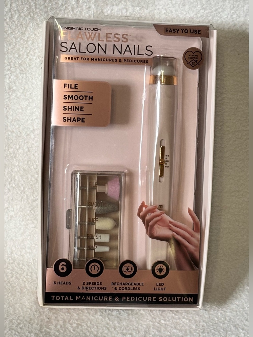 Finishing Touch Flawless Salon Nails Electric Manicure Kit — Pink